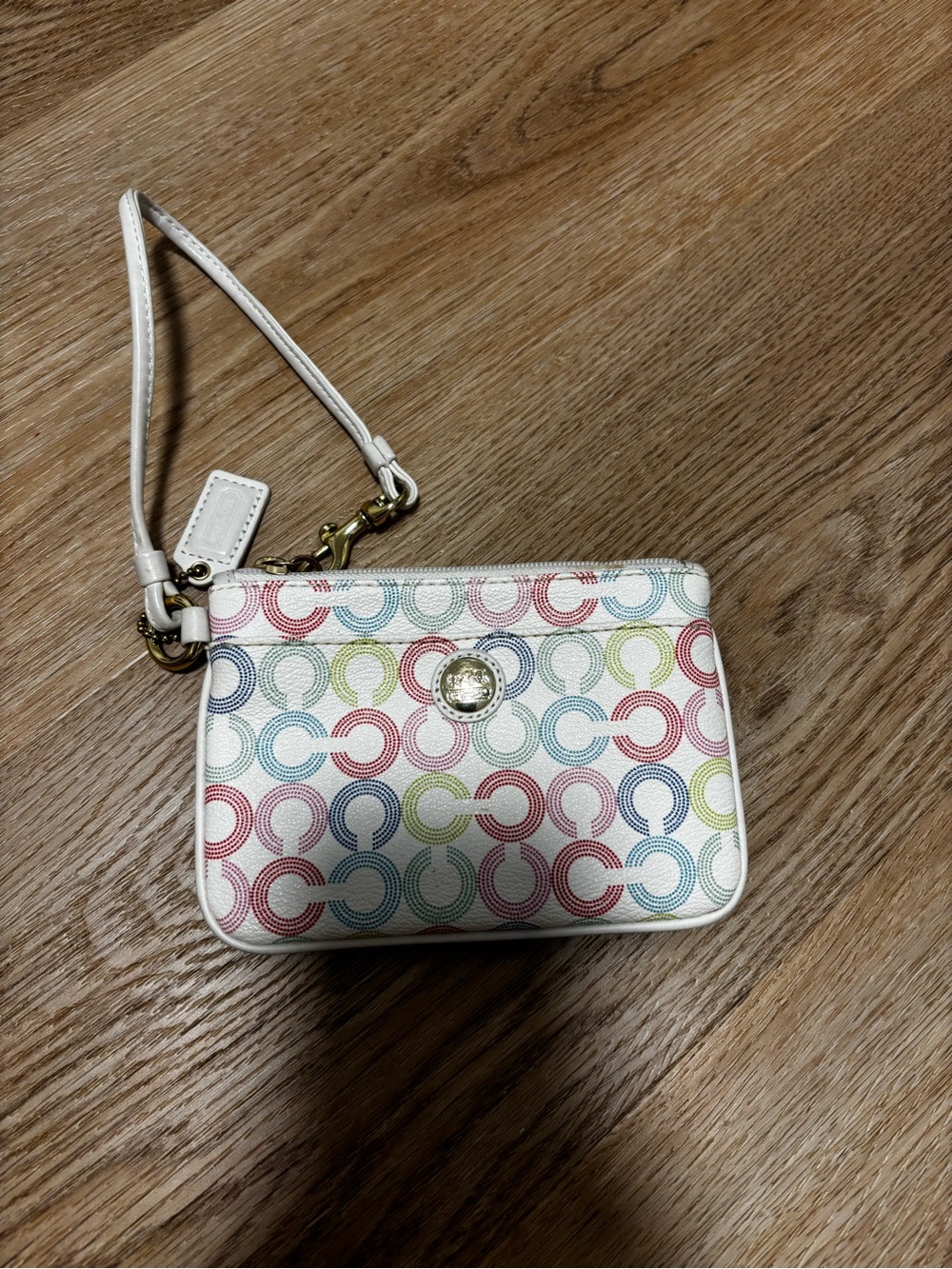 Coach White Multicolor Signature Wristlet